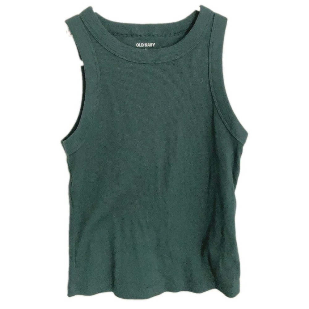 Old Navy Tank Top Womens M Green Ribbed Sleeveless Shirt Casual Basic